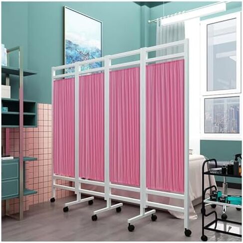 4-Panel Mobile Medical Privacy Screen - 6.5ft x 5.9ft Folding Room Divider on Wheels for Clinics, Doctor's Offices, & Beauty Salons - Portable Privacy Separator in Saudi Arabia
