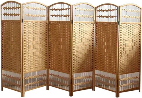6-Piece Short Screen Partition, Folding Privacy Screen, Hand-Woven, Suitable for Home Living Room, Bedroom(Color-1,120x40cm-6 Piece) in Saudi Arabia