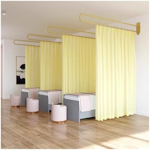 U-Shaped Privacy Partition Curtains - Adjustable Wall-Mounted Indoor Separator Screen for Beauty Salons, Lounges & Studios - Brown Curtain Kit (230cm) for Enhanced Privacy & Space Management in Saudi Arabia