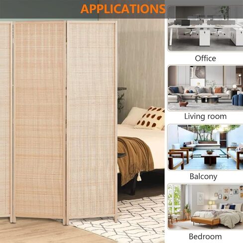 4-Piece Short Screen Partition, Floor-Standing Privacy Screen, Foldable, Suitable for Living Room, Study(Color-2,100x40cm-4 Piece) in Saudi Arabia