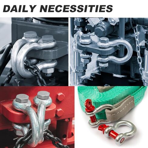 3-Pack Chain Shackle,American Screw Pin Shackles,Anchor Shackle,Alloy Screw Pin WLL Working Load Limit 2 Tons/ 4400 Lbs for Rigging, Towing, Marine (1/2 Inch) in Saudi Arabia
