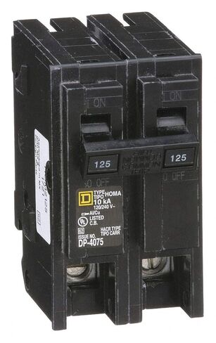 Square D Plug in Circuit Breaker, HOM, Number of Poles 2, 125 Amps, 120/240VAC, Standard in Saudi Arabia