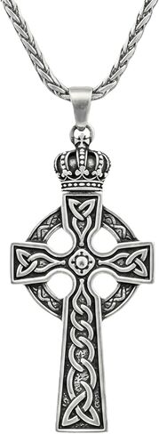 S925 الفضة الاسترليني الأرثوذكسية الجلجثة الصليب قلادة للرجال، IC XC NIKA الجمجمة الصليب قلادة، مجوهرات الدينية البيزنطية منفعل، هدية الحماية الروحية-22 + 2 "/ أسود in Kuwait