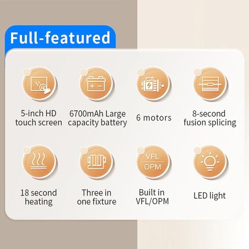 Marhynchus L-90C Fiber Splicer, Automatic Core Alignment with 8s Fast Splicing and 18s Heating, 5 Inch HD Touch Screen, 6700mAh Battery, for SM MM DS NZDS Fiber Optic Cable Construction (US Plug in Saudi Arabia