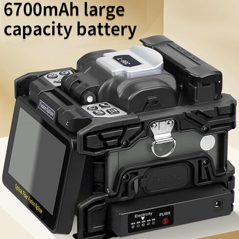 Marhynchus L-90C Fiber Splicer, Automatic Core Alignment with 8s Fast Splicing and 18s Heating, 5 Inch HD Touch Screen, 6700mAh Battery, for SM MM DS NZDS Fiber Optic Cable Construction (US Plug in Saudi Arabia