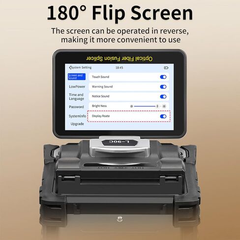 Marhynchus L-90C Fiber Splicer, Automatic Core Alignment with 8s Fast Splicing and 18s Heating, 5 Inch HD Touch Screen, 6700mAh Battery, for SM MM DS NZDS Fiber Optic Cable Construction (US Plug in Saudi Arabia