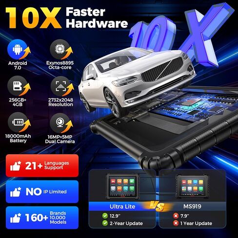2025 Autel MaxiCOM Ultra Lite، تحديث مجاني لمدة عامين، ترقية MS919/ Elite II Pro مثل MaxiSys Ultra، إصلاح Motor TruSpeed، Topology 2.0، البرمجة والترميز، 40 خدمة، 3000+ اختبار، 4+256 جيجا in Saudi Arabia