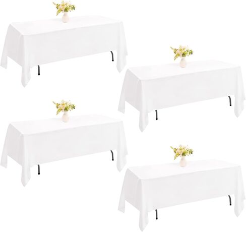 4 Pack Rectangle Tablecloth 60x102 Inch White Washable Polyester Table Cover for Wedding Dining Table Buffet Parties Banquet Decoration（White） in Saudi Arabia