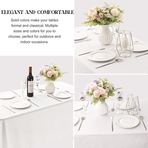 4 Pack Rectangle Tablecloth 60x102 Inch White Washable Polyester Table Cover for Wedding Dining Table Buffet Parties Banquet Decoration（White） in Saudi Arabia
