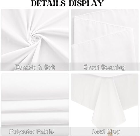 4 Pack Rectangle Tablecloth 60x102 Inch White Washable Polyester Table Cover for Wedding Dining Table Buffet Parties Banquet Decoration（White） in Saudi Arabia