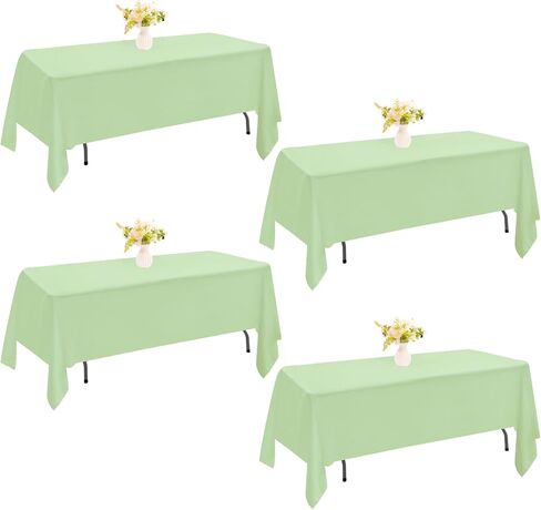 4 Pack Rectangle Tablecloth 60x102 Inch White Washable Polyester Table Cover for Wedding Dining Table Buffet Parties Banquet Decoration（White） in Saudi Arabia
