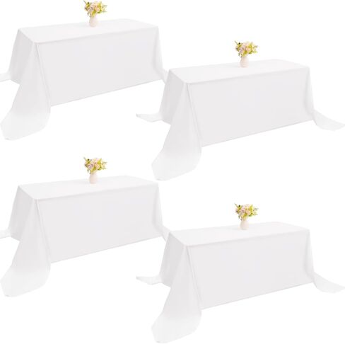 4 Pack Rectangle Tablecloth 60x102 Inch White Washable Polyester Table Cover for Wedding Dining Table Buffet Parties Banquet Decoration（White） in Saudi Arabia