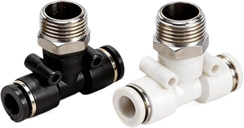 Black And White Pneumatic Connector PB Tracheal Quick Plugs T-shaped Positive Tee Thread 6-01/8-02/10-03/12-04 1Pcs(精品白PB4-02) in Saudi Arabia