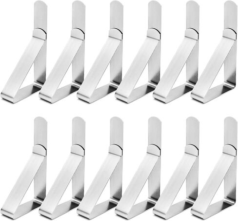 12 Pack Tablecloth Clips- Picnic Table Cloth Clips- Stainless Steel Table Cloth Cover Clamps- Table Clips for Restaurant Picnics Marquees Weddings Graduation Party- Fits Up to 1.7" Thick Tables in Saudi Arabia