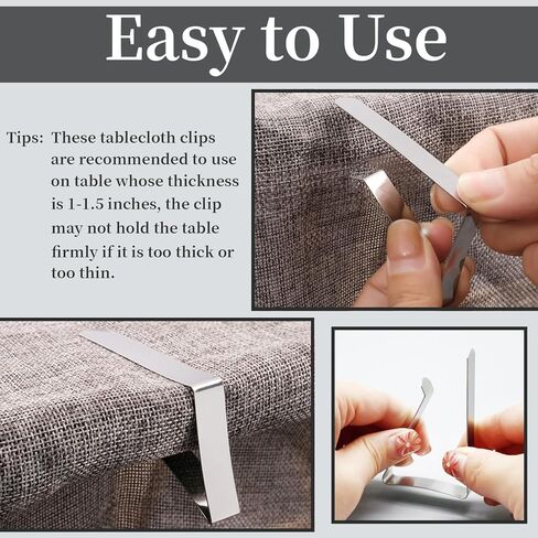 12 Pack Tablecloth Clips- Picnic Table Cloth Clips- Stainless Steel Table Cloth Cover Clamps- Table Clips for Restaurant Picnics Marquees Weddings Graduation Party- Fits Up to 1.7" Thick Tables in Saudi Arabia