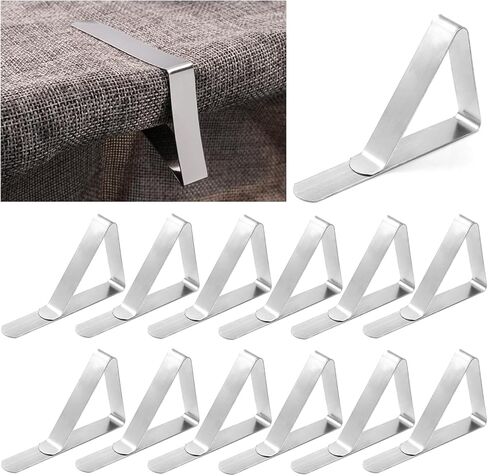 12 Pack Tablecloth Clips- Picnic Table Cloth Clips- Stainless Steel Table Cloth Cover Clamps- Table Clips for Restaurant Picnics Marquees Weddings Graduation Party- Fits Up to 1.7" Thick Tables in Saudi Arabia