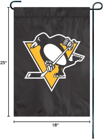 Party Animal NHL Team Premium Garden Flag, 12.5" x 18" Double-Stitched Nylon, Outdoor House Décor for Yard, Porch & Garden, Pittsburgh Penguins in Saudi Arabia
