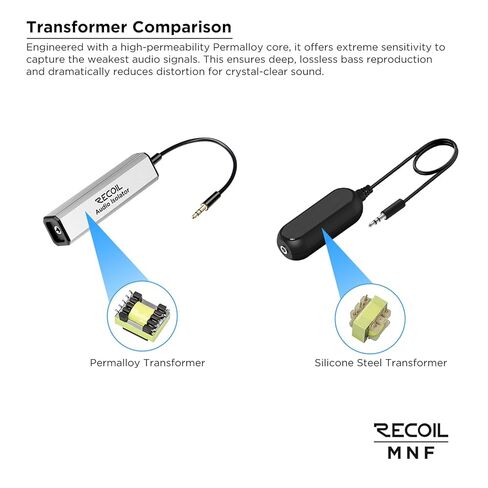 RECOIL MNF Ground Loop Noise Isolator Filter for Car Audio Permalloy Transformer Home Stereo System with 3.5mm Audio Cable in Saudi Arabia