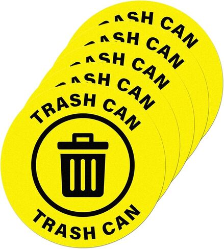 5 Pack Trash Can Sign 17×17 Inches Large Self Adhesive Sticker Caution Safety Vinyl Waterproof Signage for Industrial Workplace Business Office in Saudi Arabia