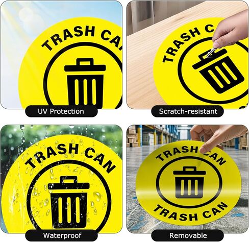 5 Pack Trash Can Sign 17×17 Inches Large Self Adhesive Sticker Caution Safety Vinyl Waterproof Signage for Industrial Workplace Business Office in Saudi Arabia