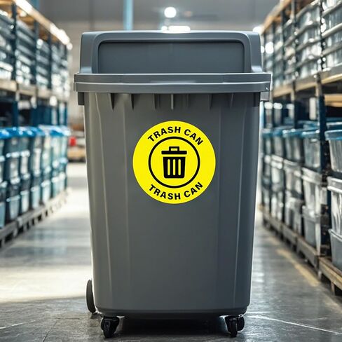 5 Pack Trash Can Sign 17×17 Inches Large Self Adhesive Sticker Caution Safety Vinyl Waterproof Signage for Industrial Workplace Business Office in Saudi Arabia