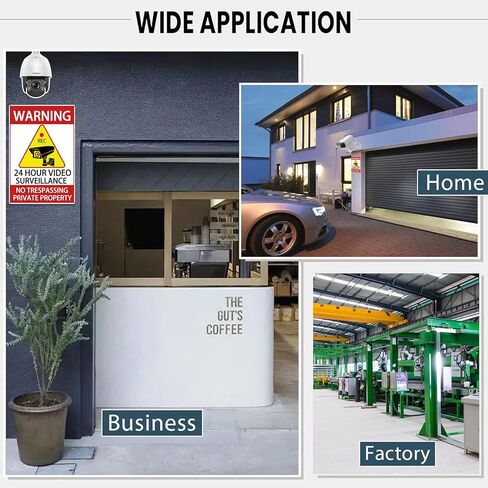 24 Hour Video Surveillance Sign 4 Pack, 12x8 Inch Aluminum CCTV Security Camera Warning Signs, Reflective UV Protected Waterproof No Trespassing Signs for Home Business Outdoor in Saudi Arabia