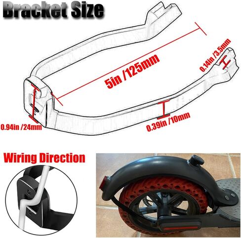 Rear Scooter Fender Bracket Mudguard Replacement Accessory, Black Plastic, Compatible with Xiao-mi M-365/Pro 1S Scooter in Saudi Arabia