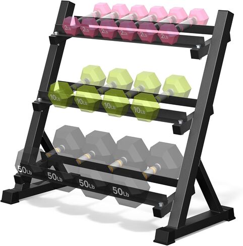Dumbbell Rack, 3-Tier Dumbbell Weight Rack for Home Gym, Dumbbell Set for Dumbbell Kettlebell Barbell, Heavy Duty Weight Storage Organizer, Dumbbell Rack Stand Only in Saudi Arabia