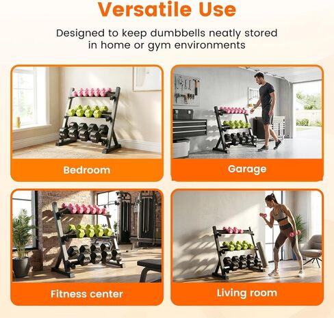 Dumbbell Rack, 3-Tier Dumbbell Weight Rack for Home Gym, Dumbbell Set for Dumbbell Kettlebell Barbell, Heavy Duty Weight Storage Organizer, Dumbbell Rack Stand Only in Saudi Arabia