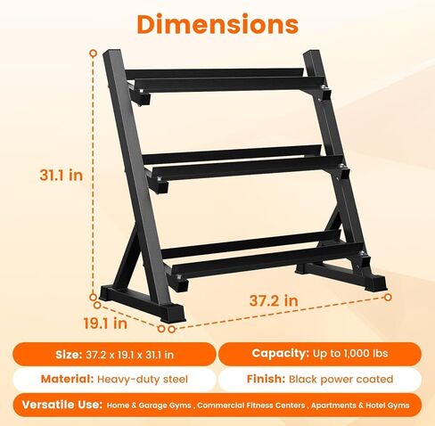 Dumbbell Rack, 3-Tier Dumbbell Weight Rack for Home Gym, Dumbbell Set for Dumbbell Kettlebell Barbell, Heavy Duty Weight Storage Organizer, Dumbbell Rack Stand Only in Saudi Arabia