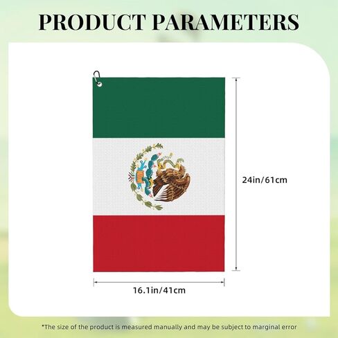 Mexican Flag Golf Towel Funny Golf Towel with Clip for Golf Bags for Men Women 24×16 Inches in Saudi Arabia