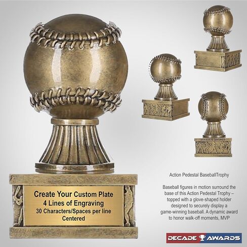 Decade Awards Personalized Baseball Trophy - Engraved Softball Award - Unique Action Pedestal Design to Celebrate Success on The Diamond for MVPs, Coaches, Teams - Customize Now (6 Inch) in Saudi Arabia