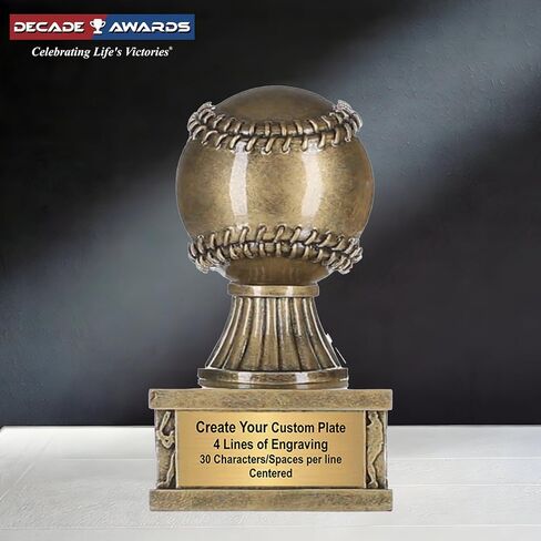 Decade Awards Personalized Baseball Trophy - Engraved Softball Award - Unique Action Pedestal Design to Celebrate Success on The Diamond for MVPs, Coaches, Teams - Customize Now (6 Inch) in Saudi Arabia