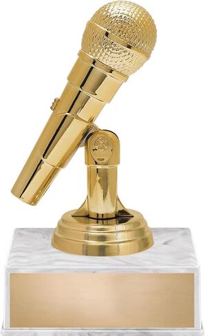 Crown Awards Microphone Trophy, 5.5" Microphone Trophy On White Luxury Trophy Base in Saudi Arabia