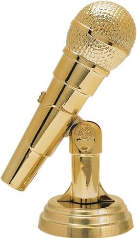 Crown Awards Microphone Trophy, 5.5" Microphone Trophy On White Luxury Trophy Base in Saudi Arabia