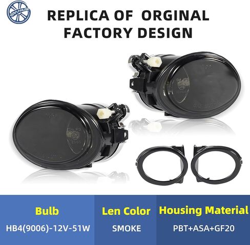 مصابيح الضباب لسيارات BMW E46 3 Series & M3 (2001-2006) - تناسب مباشر 320i/325i/330i مع حزمة رياضية واستبدال مصابيح الضباب M-Tech Aero | SAE/DOT (دخان) in Kuwait