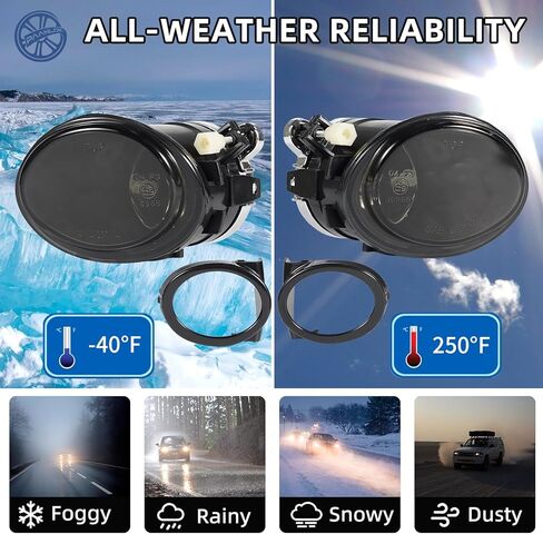 مصابيح الضباب لسيارات BMW E46 3 Series & M3 (2001-2006) - تناسب مباشر 320i/325i/330i مع حزمة رياضية واستبدال مصابيح الضباب M-Tech Aero | SAE/DOT (دخان) in Kuwait