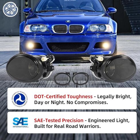 مصابيح الضباب لسيارات BMW E46 3 Series & M3 (2001-2006) - تناسب مباشر 320i/325i/330i مع حزمة رياضية واستبدال مصابيح الضباب M-Tech Aero | SAE/DOT (دخان) in Kuwait