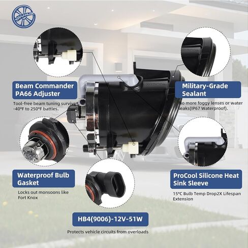 مصابيح الضباب لسيارات BMW E46 3 Series & M3 (2001-2006) - تناسب مباشر 320i/325i/330i مع حزمة رياضية واستبدال مصابيح الضباب M-Tech Aero | SAE/DOT (دخان) in Kuwait