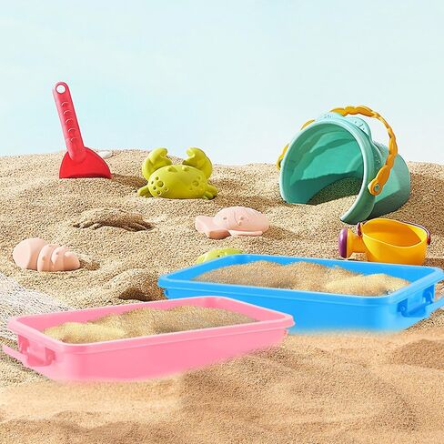 3 Pcs Plastic Sensory Bin Sand Tray with Lid and 8 Sheet Stickers Portable Stackable Plastic Storage Containers Portable Sandbox Organizers for Arts Crafts Toys Sand in Saudi Arabia