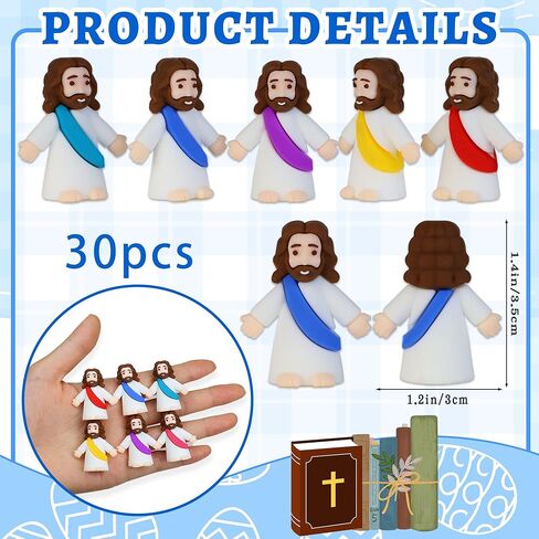 100 Pcs Little Jesus Figures, Mini Jesus Figurines in Bulk Easter Tiny Jesus Christ Toys to Hide and Seek Easter Egg Stuffers Sunday School Religious Party Favors Baptism Gifts for Christmas in Saudi Arabia