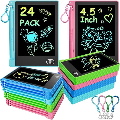 24 قطعة من تابلت الكتابة LCD للأطفال، لوحة رسم ملونة 4.5 بوصة، لوحة رسم إلكترونية قابلة للمسح وإعادة الاستخدام، ألعاب تعليمية للأولاد والبنات من عمر 3 4 5 6 7 8 in Kuwait