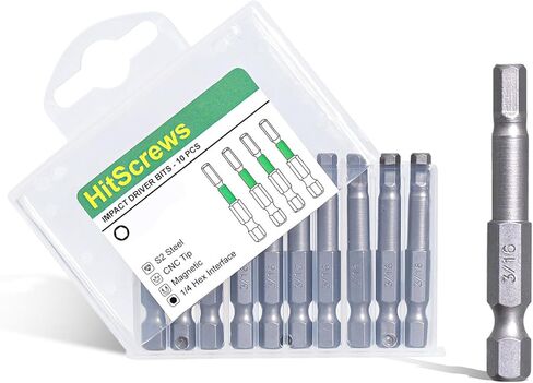 2 بوصة 3/16 "SAE Hex Head Allen Wrench مثقاب، 10 قطع مجموعة لقم سداسية من الصلب S2 من تايوان الصناعية، 1/4" ساق سداسية، لقم مفاتيح ألين مغناطيسية بآلة CNC للإصلاحات الثقيلة والأعمال اليدوية in Kuwait