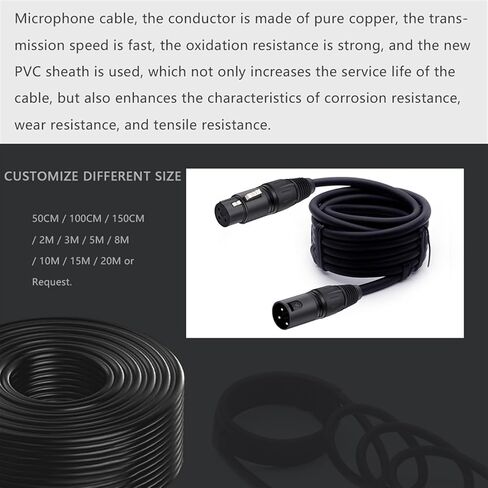 Balanced XLR Cable 3 Pin Male to Female Snake Cord Professional Microphone Cable for Recording,Mixing,Amplifier Black&Silver 1Pcs(Silver,3m) in Saudi Arabia