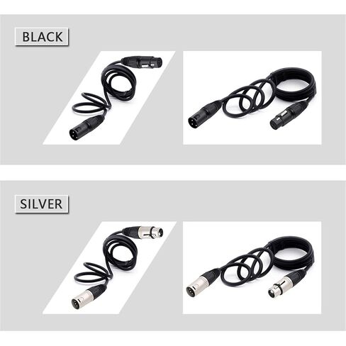 Balanced XLR Cable 3 Pin Male to Female Snake Cord Professional Microphone Cable for Recording,Mixing,Amplifier Black&Silver 1Pcs(Silver,3m) in Saudi Arabia