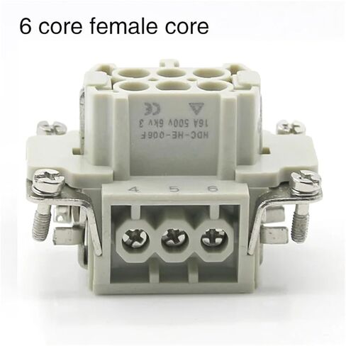6 الأساسية موصل الثقيلة HDC-HE-06 الذكور والإناث 16A500V 1 قطعة (موصل سالب) in Kuwait