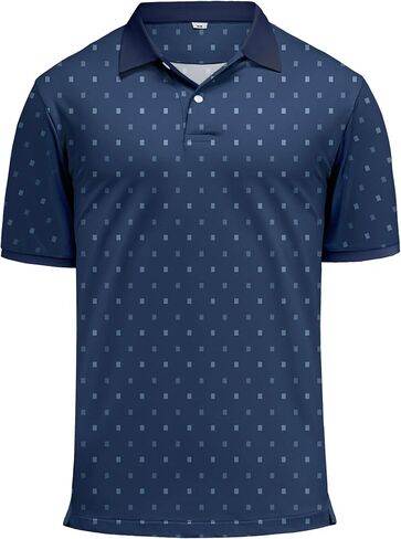 KUYIGO قميص جولف بولو رجالي سريع الجفاف وجيد التهوية وممتص للرطوبة بعامل حماية من الأشعة فوق البنفسجية 40+ قميص أداء مطبوع بأكمام قصيرة in Kuwait