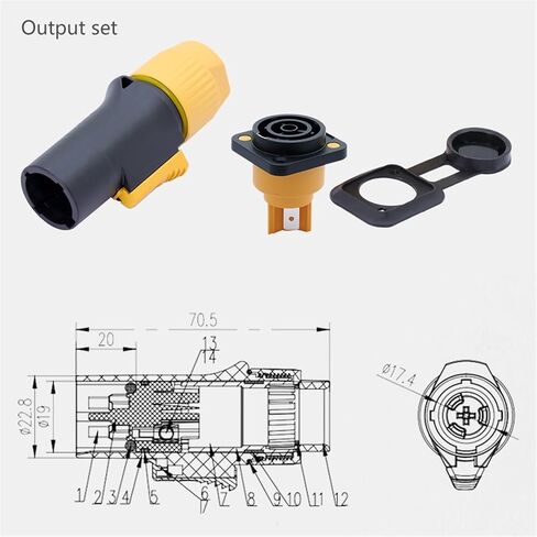 100Pcs 20A Powercon LED Large Screen Power Plug PA66 Flame-Retardant Industrial Power Connector Out/in(100xF) in Saudi Arabia