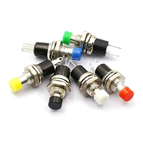5PCS PBS-110 ON Off Push Button Red Black Blue Mini Lockless Momentary Switch Black Blue Red(White) in Saudi Arabia