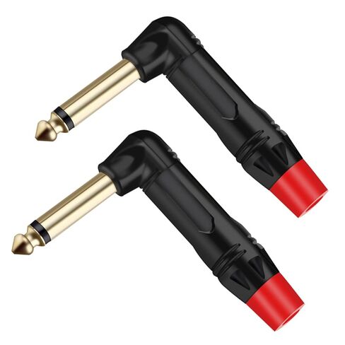 10PCS Right Angle Jack 6.35MM Mono/Stereo 6.3MM Male Connector Brass 1/4 Inch Plug Microphone Connector(Mono Red) in Saudi Arabia